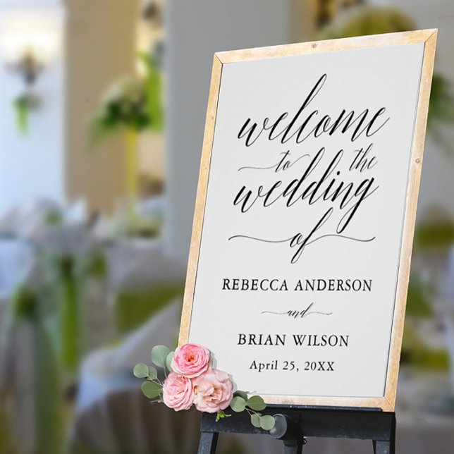 Affiche de bienvenue de mariage élégante avec écri (Créateur téléchargé)