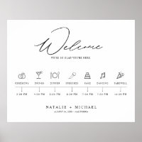 Affiche de bienvenue de mariage élégante minimale