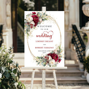 Affiche de bienvenue de mariage floral romantique