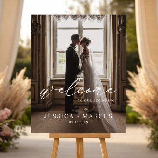 Affiche de bienvenue de mariage minimaliste avec p