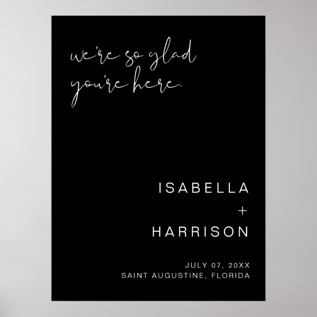 Affiche de bienvenue de mariage moderne noir JOVI  (Devant)
