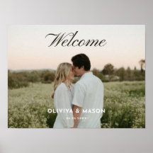 Affiche de bienvenue de mariage photo script
