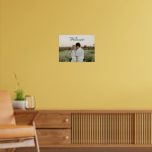 Affiche de bienvenue de mariage photo script