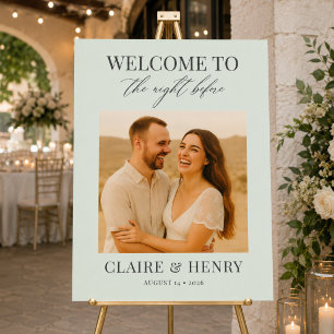 Affiche de bienvenue de mariage photo Vert Sauge l