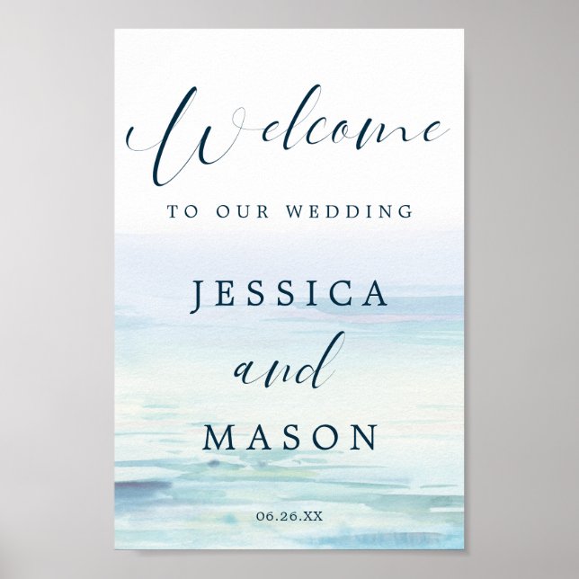 Affiche de bienvenue de mariage sur la plage (Devant)