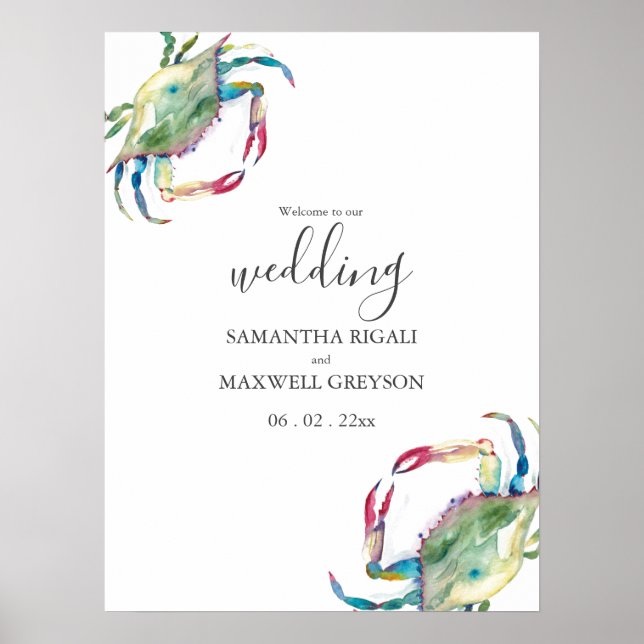 Affiche de bienvenue de mariage sur la plage (Devant)