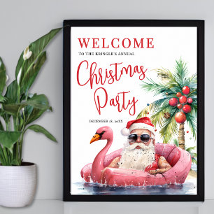 Affiche de bienvenue de Noël de la plage tropicale
