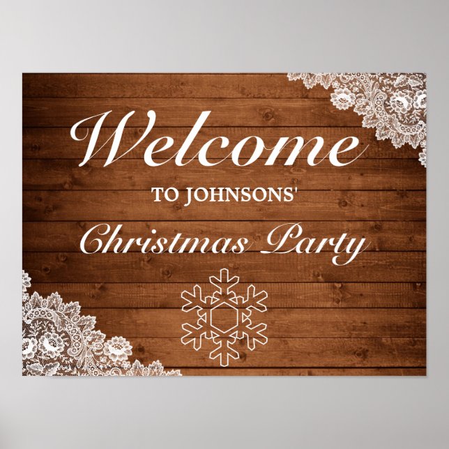 Affiche de bienvenue de Noël rustique en bois et d (Devant)