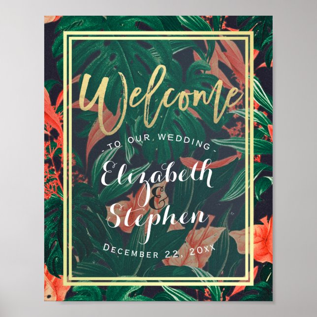 Affiche de bienvenue de réception de mariage flora (Devant)