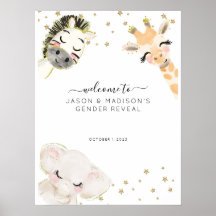 Affiche de bienvenue de révélation de genre animal