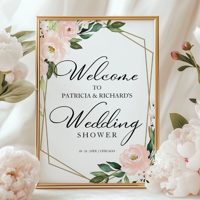Affiche de bienvenue de Wedding shower géométrique (Créateur téléchargé)