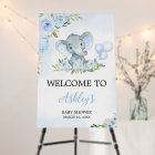 Affiche de bienvenue d'éléphant floral à ballon bl