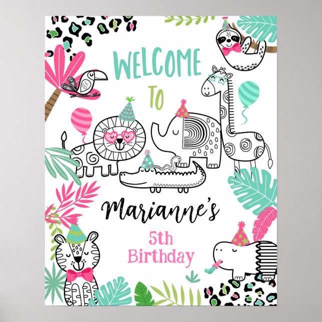 Affiche de bienvenue des animaux de fête (Devant)