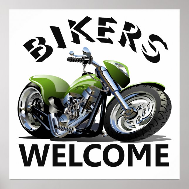 Affiche de bienvenue des motocyclistes (Devant)