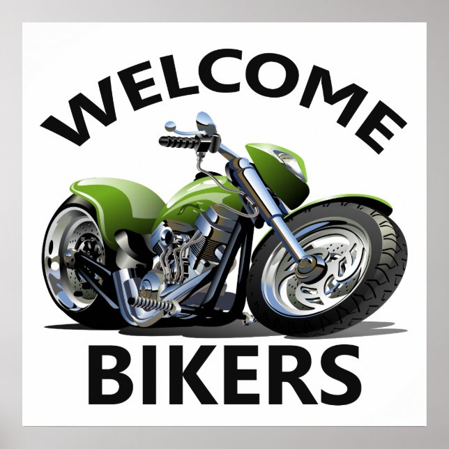 Affiche de bienvenue des motocyclistes (Devant)