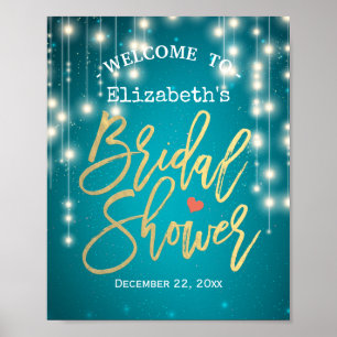 Affiche de bienvenue d'Fête des mariées Turquoise 