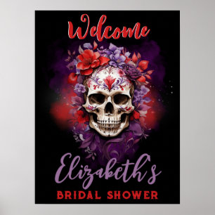 Affiche de bienvenue d'Halloween rouge/violet du c