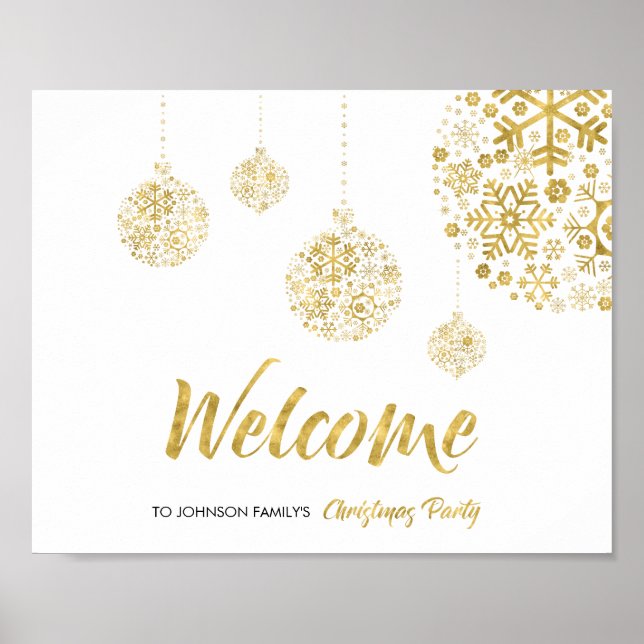 Affiche de bienvenue d'or pour la fête de Noël (Devant)
