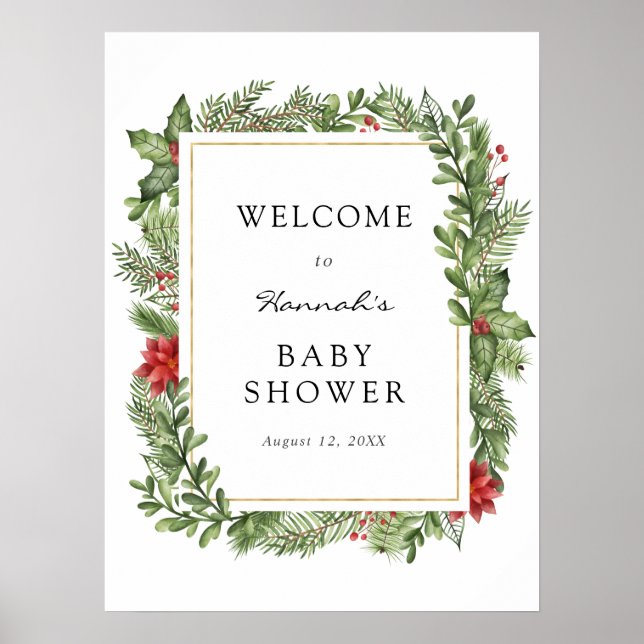 Affiche de bienvenue du Baby shower de cadre À feu (Devant)