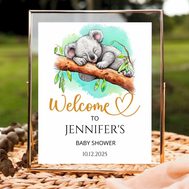 Affiche de bienvenue du baby shower de coala (Créateur téléchargé)