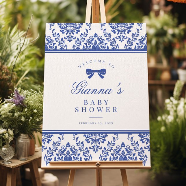 Affiche de bienvenue du Baby shower de ruban chic  (Créateur téléchargé)