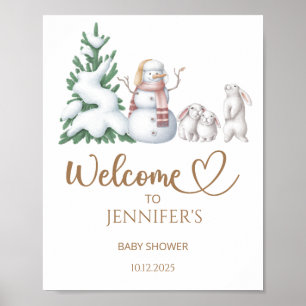 Affiche de bienvenue du baby shower d'hiver