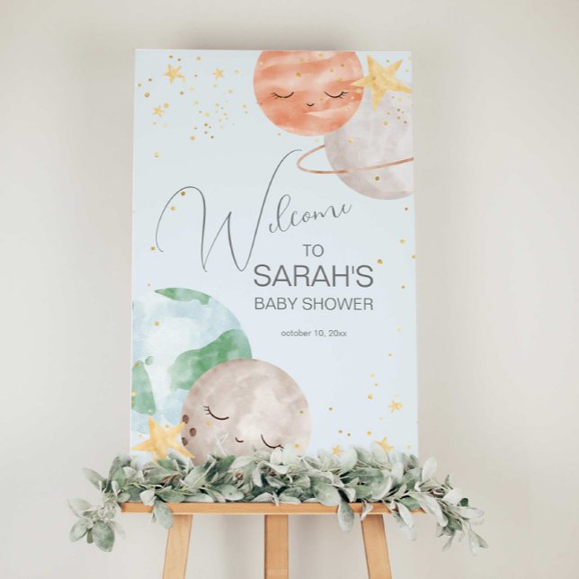 Affiche de bienvenue du Baby shower spatial (Créateur téléchargé)
