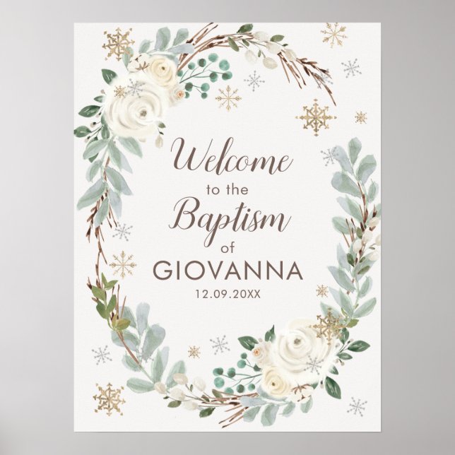 Affiche de bienvenue du baptême floral d'hiver (Devant)