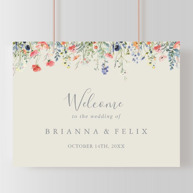 Affiche de bienvenue du Mariage de Fleur sauvage d (Créateur téléchargé)
