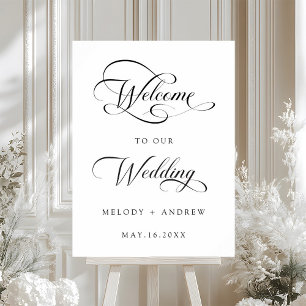 Affiche de bienvenue du Mariage de script Tourbill