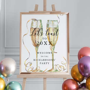Affiche de bienvenue du Nouvel An Champagne