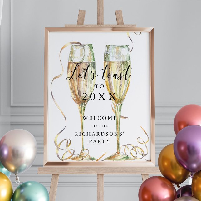 Affiche de bienvenue du Nouvel An Champagne (Créateur téléchargé)