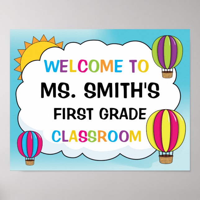 Affiche de bienvenue en classe dans les ballons à  (Devant)