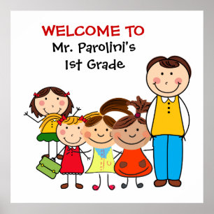 Affiche de bienvenue en classe scolaire