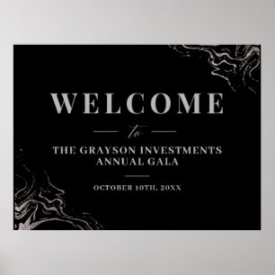 Affiche de bienvenue en marbre argenté de Gala