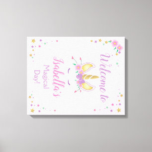 Affiche de bienvenue en toile étirée Unicorne magi