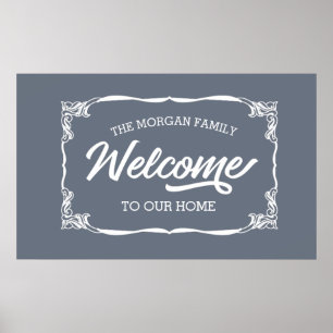 affiche de bienvenue familiale vintage ferme