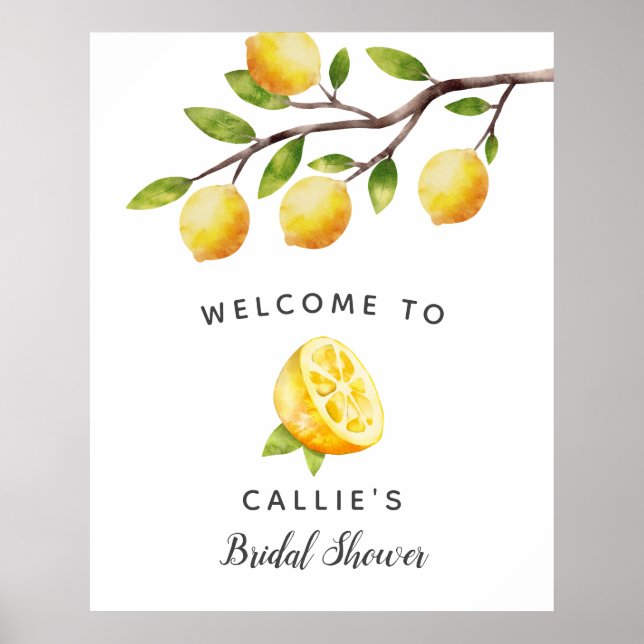 Affiche de bienvenue Fête des mariées citron jaune (Devant)