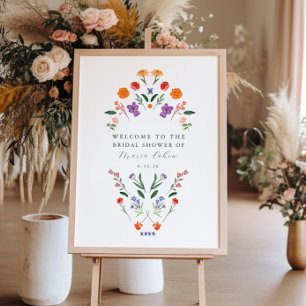 Affiche de bienvenue Fête des mariées de jardin se