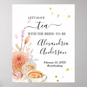 Affiche de bienvenue Fête des mariées de thé flora