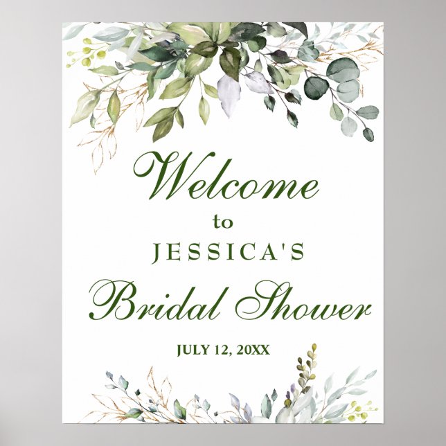 Affiche de bienvenue Fête des mariées Eucalyptus a (Devant)