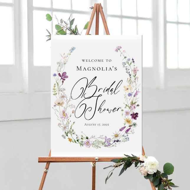 Affiche de bienvenue Fête des mariées Fleur sauvag (Créateur téléchargé)