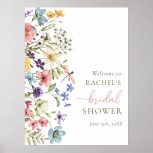 Affiche de bienvenue Fête des mariées Fleur sauvag
