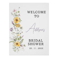 Affiche de bienvenue Fête des mariées Fleur sauvag