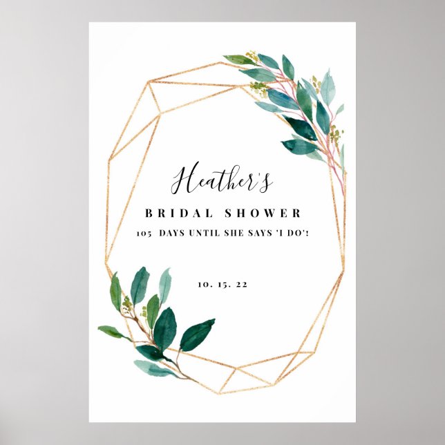 Affiche de bienvenue Fête des mariées florale verd (Devant)