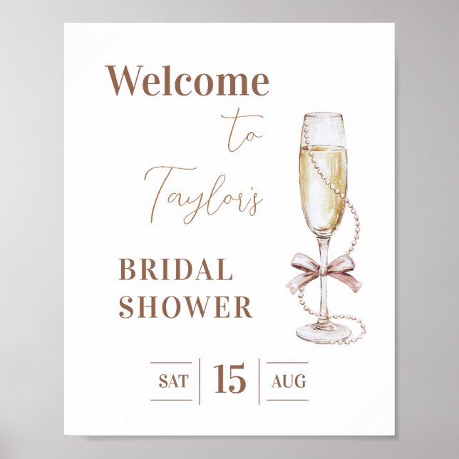 Affiche de bienvenue Fête des mariées Prosecco et  (Devant)