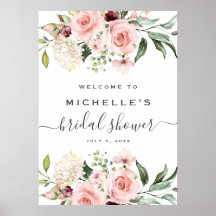 Affiche de bienvenue Fête des mariées rose Roses