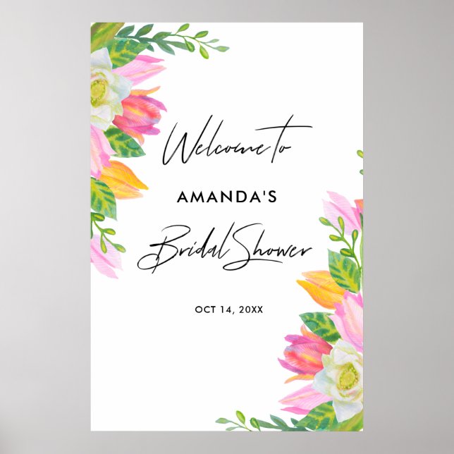 Affiche de bienvenue Fête des mariées Tulip rose (Devant)