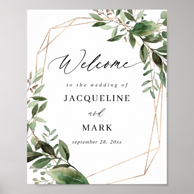 Affiche de bienvenue feuille et Eucalyptus Gold (Devant)