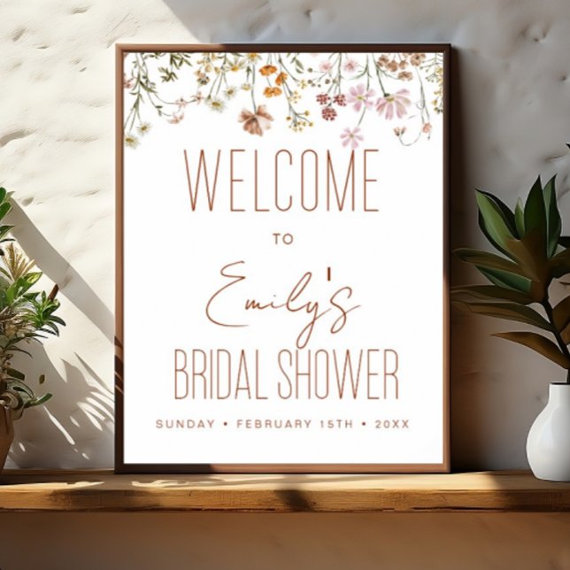 Affiche de bienvenue fleur sauvage Fête des mariée (Créateur téléchargé)